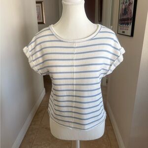 New boutique w/o tags Altar’d Blue and White Striped Short Sleeve Top